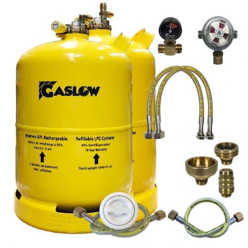 Twin Gaslow 11kg Cylinder Kit with Exterior White Filler