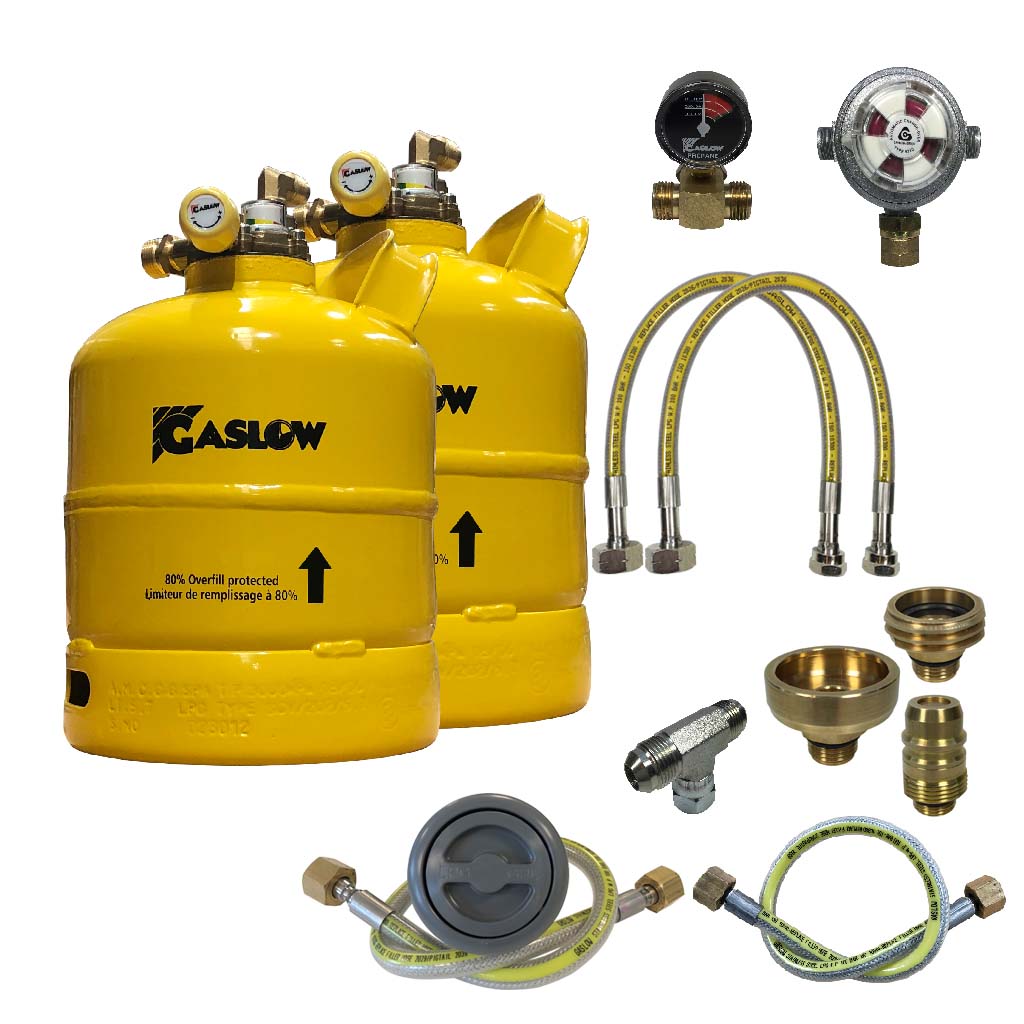 Twin Gaslow 2.7kg Cylinder Kit with Exterior Grey Filler